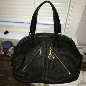 Authentic MK black leather satchel purse